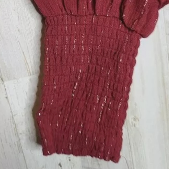 Knox Rose Striped Bishop Long Sleeve Dress Size M - Burgundy - Picture 5 of 6